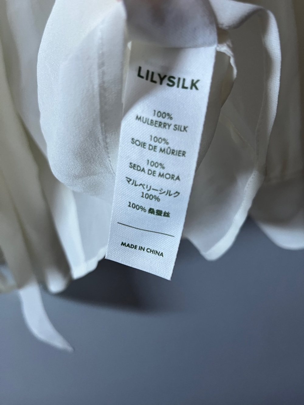 Lilysilk Bow Tie 100% mulberry Silk Jasmine Blouse sheer white tie neck top - Picture 8 of 12